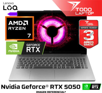 LENOVO LOQ 15ARP11 ESSENTIAL AMD RYZEN 7 170 MEMORIA RAM 16GB + DISCO SOLIDO 512GB NVIDIA GEFORCE RTX 5050 (8GB) PANTALLA 15.6 FHD 144 Hz1