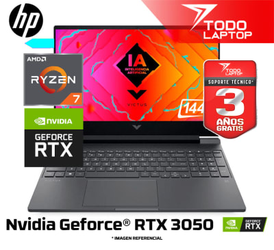 HP VICTUS 15-FB3019LA AMD RYZEN 7 7445HS MEMORIA RAM 8GB + DISCO SOLIDO 512GB NVIDIA GEFORCE RTX 3050 (6GB) PANTALLA 15.6