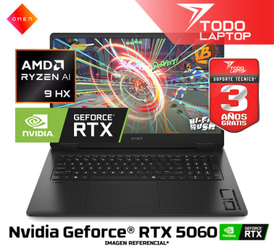 HP OMEN 17-DB1095CL AMD RYZEN AI 9 365HX  MEMORIA RAM 32GB + DISCO SOLIDO 1TB NVIDIA GEFORCE RTX 5060 (8GB) PANTALLA 17.3