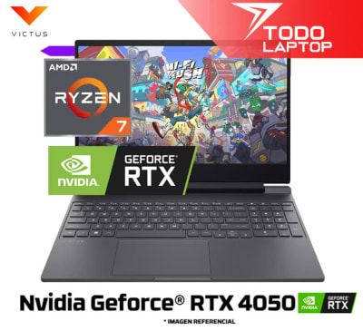 HP VICTUS 15-FB3022LA AMD RYZEN 7 7445HS MEMORIA RAM 16GB + DISCO SOLIDO 512GB NVIDIA GEFORCE RTX 4050 (6GB) PANTALLA 15.6