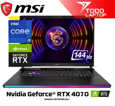 MSI RAIDER GE68HX 14VGG-287US INTEL CORE I9 14AVA GENERACION MEMORIA RAM 32 GB + DISCO SOLIDO 1 TB NVIDIA GEFORCE RTX 4070 (8 GB) PANTALLA 16