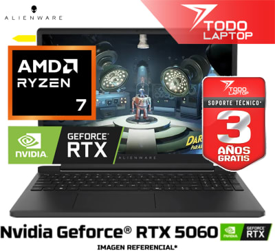 DELL ALIENWARE LDA15265 7348BLK-PUS AMD RYZEN 7 260HS MEMORIA RAM 16GB + DISCO SOLIDO 1TB NVIDIA GEFORCE RTX 5060 (8GB) PANTALLA 15.3