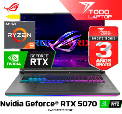 ASUS ROG STRIX G16 G614PP-MS96 RYZEN 9 8940HX MEMORIA RAM 32GB + DISCO SOLIDO 1TB NVIDIA GEFORCE RTX 5070 (8 GB) PANTALLA 16