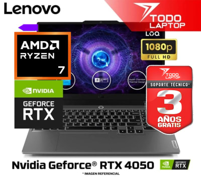LENOVO LOQ 15ARP9 RYZEN 7 170 MEMORIA RAM 16 GB + DISCO SOLIDO 512 GB VIDEO NVIDIA GEFORCE RTX 4050 (6 GB) PANTALLA 15.6” FULL HD1
