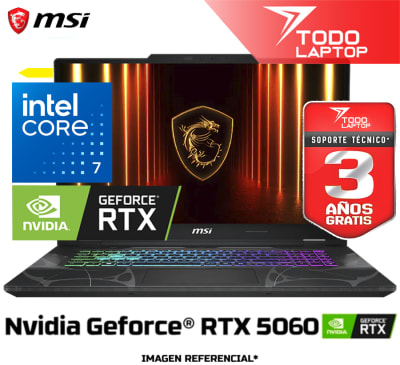 MSI CYBORG B2RWFKG-074US INTEL CORE 7 240H MEMORIA RAM 16GB + DISCO SOLIDO 1TB NVIDIA GEFORCE RTX 5060 (8GB) PANTALLA 17.3 FHD 144HZ1
