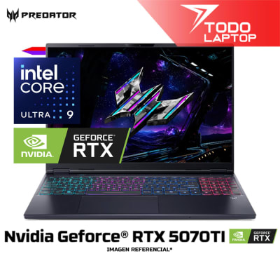 ACER PREDATOR HELIOS NEO 16S PHN16S-71-98RF INTEL CORE ULTRA 9 275HX MEMORIA RAM 32GB + DISCO SOLIDO 1TB NVIDIA GEFORCE RTX 5070Ti (12 GB) PANTALLA 16