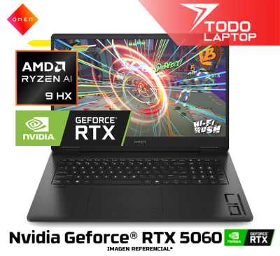 HP OMEN 17-DB1095CL AMD RYZEN AI 9 365HX  MEMORIA RAM 32GB + DISCO SOLIDO 1TB NVIDIA GEFORCE RTX 5060 (8GB) PANTALLA 17.3