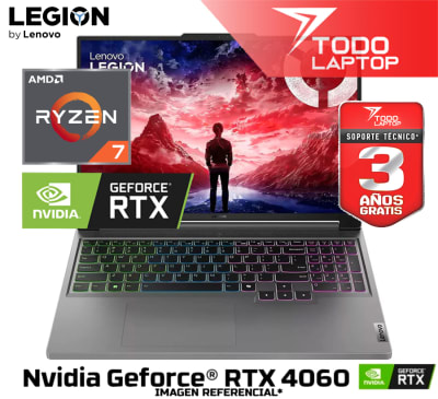 LENOVO LEGION SLIM 5 16AHP9 AMD RYZEN 7 8845HS MEMORIA RAM 16GB + DISCO SOLIDO 512GB NVIDIA GEFORCE RTX 4060 (8GB) PANTALLA 16