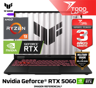 ASUS TUF A16 FA608PM-RV083W AMD RYZEN 9 8940HX MEMORIA RAM 16 GB + DISCO SOLIDO 1TB NVIDIA GEFORCE RTX 5060 (8 GB) PANTALLA 16