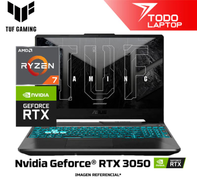 ASUS TUF F15 GAMING FX506HC-HN111W AMD RYZEN 7 7445HS GENERACION MEMORIA RAM 8 GB + DISCO SOLIDO 512 GB NVIDIA GEFORCE RTX 3050 (4 GB) PANTALLA 15.6 PULGADAS FULL HD