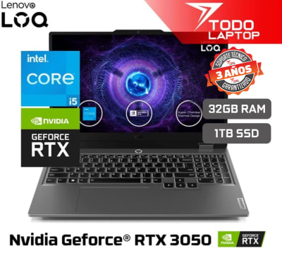 LENOVO LOQ 15IAX9 83GS000BLM INTEL CORE I5 12AVA GENERACION MEMORIA RAM 32 GB + DISCO SOLIDO 1TB VIDEO NVIDIA GEFORCE RTX 3050 (6 GB) PANTALLA 15.6” FULL HD TECLADO LATINOAMERICANO