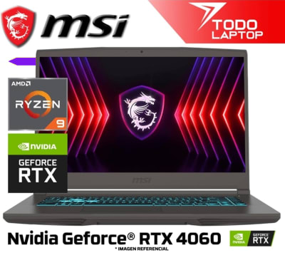 MSI THIN A15 B8VF-270US RYZEN 9 8945HS MEMORIA RAM 16 GB + DISCO SOLIDO 1 TB VIDEO NVIDIA GEFORCE RTX 4060 (8 GB) PANTALLA 15.6