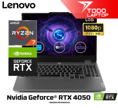 LENOVO LOQ 15ARP9 83JC00MMLM RYZEN 7 7435HS MEMORIA RAM 16 GB + DISCO SOLIDO 512 GB NVIDIA GEFORCE RTX 4050 (6GB) PANTALLA 15.6