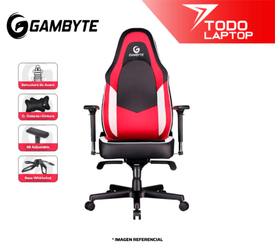 SILLA GAMBYTE PREMIUM GAMING | ROJA C/ BLANCO+NEGRO