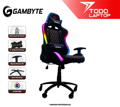 SILLA GAMBYTE PREMIUM GAMING | NEGRO | LED - RGB1