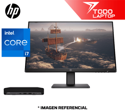 HP PRODESK 400 G6 MINI INTEL CORE I7 DECIMA GENERACION MEMORIA RAM 16 GB + DISCO SOLIDO 512 GB + MONITOR 24 PULGADAS - TECLADO Y MOUSE