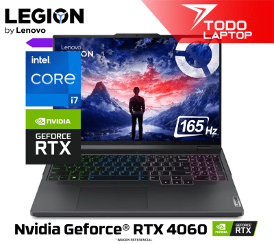 LENOVO LEGION 5 16IRX9 INTEL CORE I7 14AVA GENERACION MEMORIA RAM 16 GB + DISCO SOLIDO 512 GB NVIDIA GEFORCE RTX 4060 (8 GB) PANTALLA 16 PULGADAS WQXGA OLED1