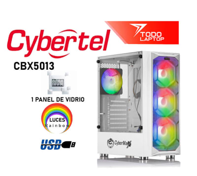 CASE CYBERTEL STRIKER WHITE CBX5013, VIDRIO TEMPLADO LUCES RAINBOW