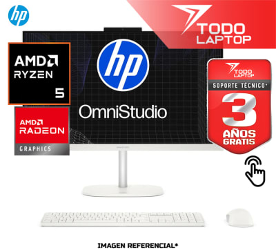 AIO HP OMNISTUDIO 24-CV0051LA AMD RYZEN 5 40 MEMORIA RAM 8GB + DISCO SOLIDO 512GB PANTALLA 23.8