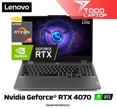 LENOVO LOQ 15AHP9 83JC009CUS AMD RYZEN 7 7435HS MEMORIA RAM 16GB + DISCO SOLIDO 512GB NVIDIA GEFORCE RTX 4070 (8 GB) PANTALLA 15.6
