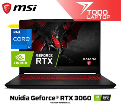 MSI KATANA GF66 12UE-603US I7 12VA GENERACION MEMORIA RAM 16 GB + DISCO SOLIDO 512 GB TARJETA DE VIDEO NVIDIA GEFORCE RTX 3060 (6 GB) PANTALLA 15.6 FHD1