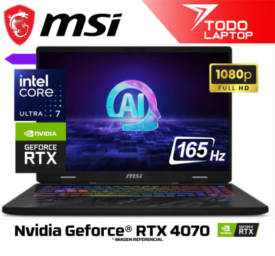 MSI PULSE 17 AI C1VGKG-063PE INTEL CORE ULTRA 7 MEMORIA RAM 16 GB + DISCO SOLIDO 1 TB TARJETA DE VIDEO NVIDIA GEFORCE RTX 4070 (8 GB) PANTALLA 17.3 PULGADAS FULL HD