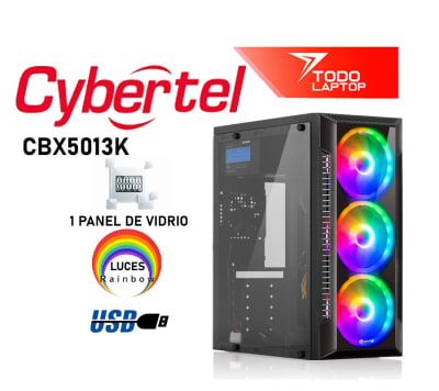 CASE CYBERTEL STRIKER BLACK CBX5013K, VIDRIO TEMPLADO, LUCES RAINBOW