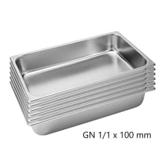 Pack 6 Depositos Gastro GN 1/1 x 100 mm Acero Inox