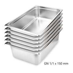 Pack 6 Depositos Gastro GN 1/1 x 150 mm Acero Inox