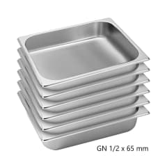 Pack 6 Depositos Gastro GN 1/2 x 65 mm Acero Inox