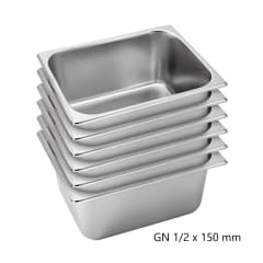 Pack 6 Depositos Gastro GN 1/2 x 150 mm Acero Inox