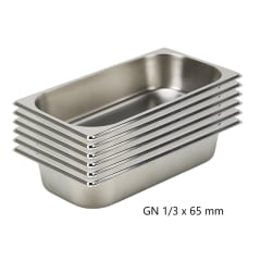Pack 6 Depositos Gastro GN 1/3 x 65 mm Acero Inox