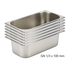 Pack 6 Depositos Gastro GN 1/3 x 100 mm Acero Inox