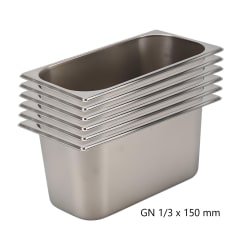 Pack 6 Depositos Gastro GN 1/3 x 150 mm Acero Inox