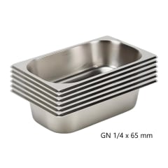Pack 6 Depositos Gastro GN 1/4 x 65 mm Acero Inox