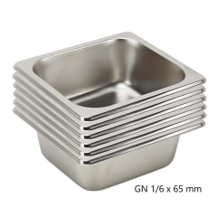 Pack 6 Depositos Gastro GN 1/6 x 65 mm Acero Inox