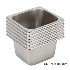 Pack 6 Depositos Gastro GN 1/6 x 100 mm Acero Inox