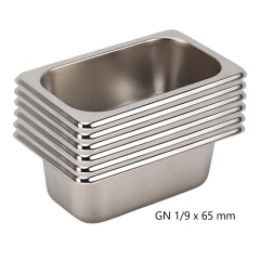 Pack 6 Depositos Gastro GN 1/9 x 65 mm Acero Inox
