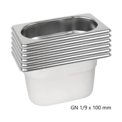 Pack 6 Depositos Gastro GN 1/9 x 100 mm Acero Inox