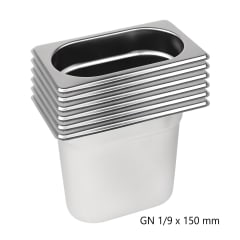 Pack 6 Depositos Gastro GN 1/9 x 150 mm Acero Inox