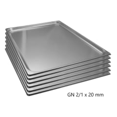 Pack 6 Bandejas Gastro GN 2/1 x 20 mm Acero Inox