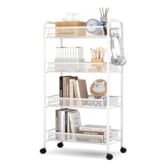Carro Organizador Multiuso Acero Blanco 4 Bandejas Removibles