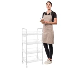 Carro Organizador Multiuso Acero Blanco 4 Bandejas Removibles