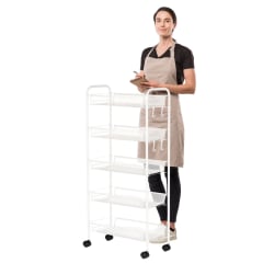 Carro Organizador Multiuso Acero Blanco 5 Bandejas Removibles
