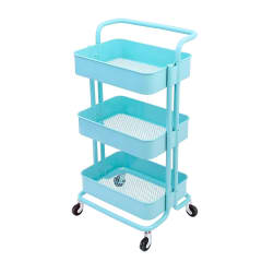 Carro Organizador Multiuso 3 Niveles 100% Acero Turquesa 0