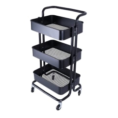 Carro Organizador Multiuso 3 Niveles 100% Acero Negro
