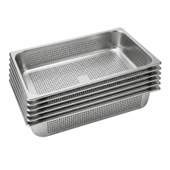 Pack 6 Depositos Gastro GN 1/1 x 100 mm Acero Inox PERFORADO