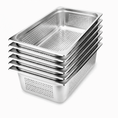Pack 6 Depositos Gastro GN 1/1 x 150 mm Acero Inox PERFORADO 0