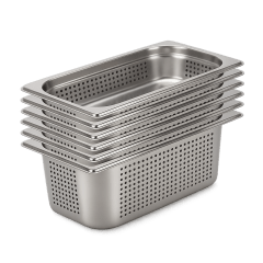 Pack 6 Depositos Gastro GN 1/3x 150 mm Acero Inox PERFORADO