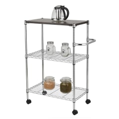 Carro Multiuso 60x35x75 cm Acero Cromado Cubierta Madera 0